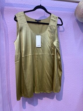 Eileen Fisher Gold Satin Scoop Neck Tank